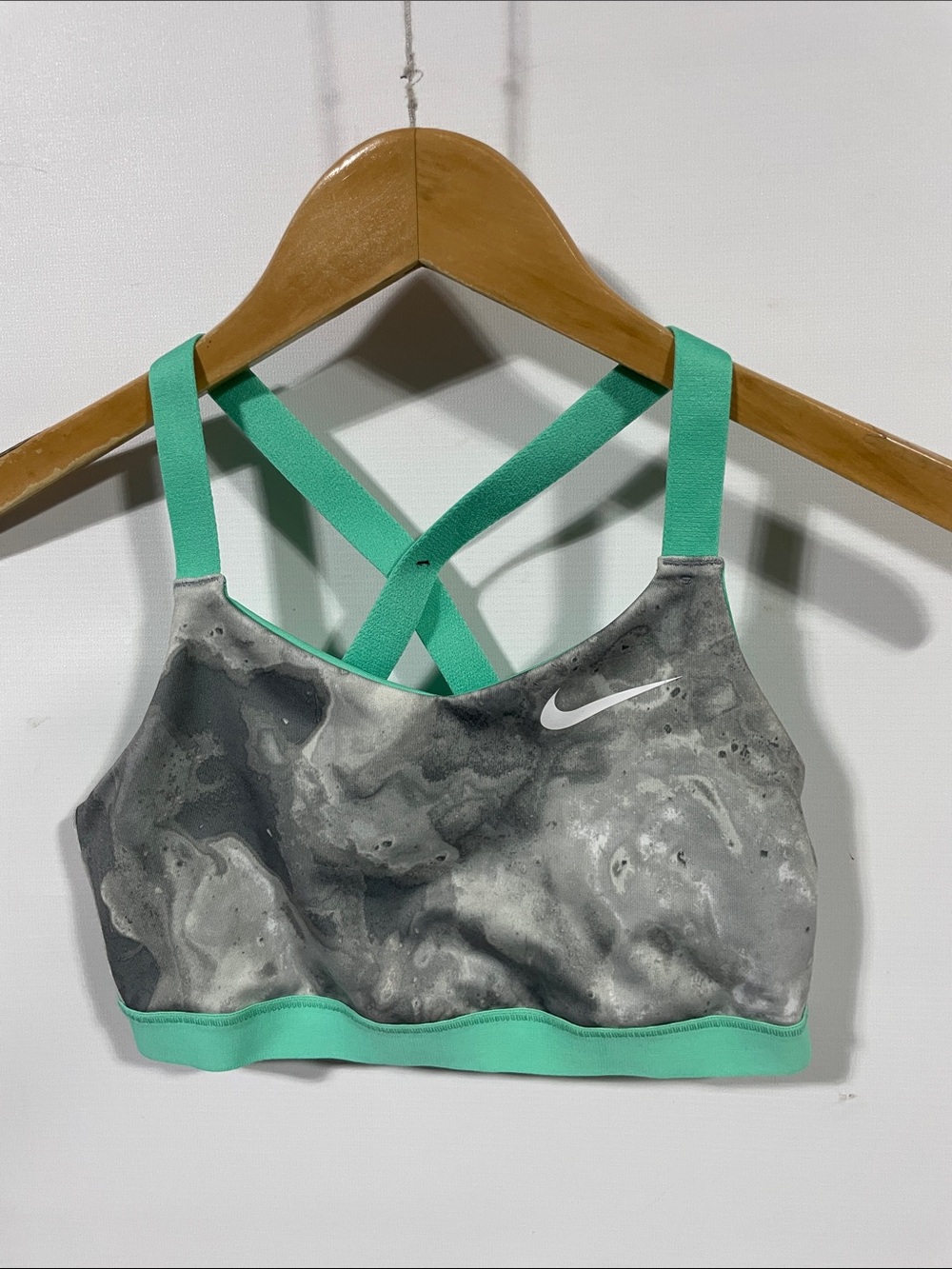Nike Grey Marble Swim Top with Mint Straps